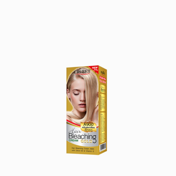 CRUSET Hair Bleaching Cream A900 ครูเซ็ท ครีมฟอกสีผม A900 (สีทอง) 75 กรัม ครีมฟอกสีผม ช่วยเปลี่ยนสีผมให้สีอ่อนลงในทันทีได้ง่ายๆ พร้อมบำรุงผมให้ชุ่มชื้น เงางามด้วย โอลีฟออยล์ และวิตามิน อี