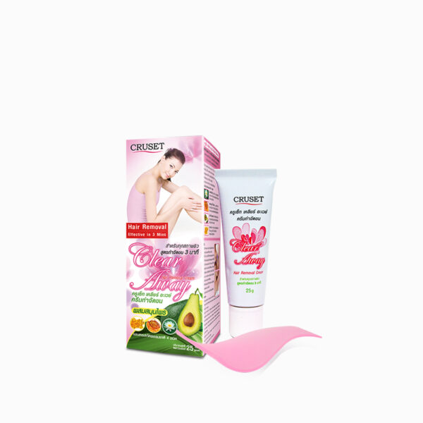 CRUSET Clear Away Hair Removal Cream สูตรกำจัดขน 3 นาที สำหรับทุกสภาพผิวผสมสารสกัดบำรุงจากวอเตอร์ลิลลี่, รอยัลเจลลี่, อโวคาโด ออยล์